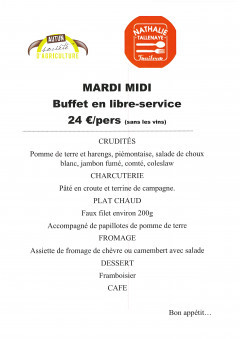 MENU REPAS MARDI MIDI